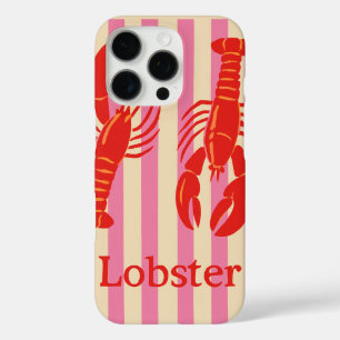 Lobster Pop Bold Crustaceans on Candy Stripes iPhone 16 Pro Case