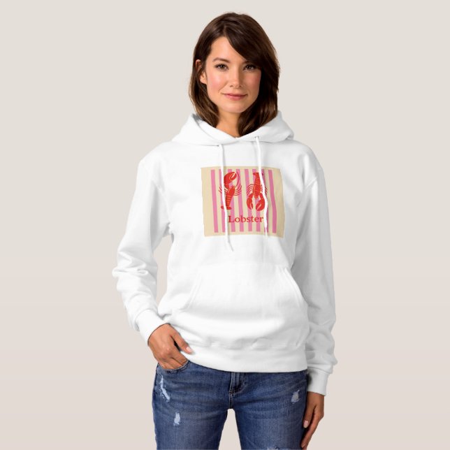 Lobster Pop Bold Crustaceans on Candy Stripes Hoodie (Front Full)