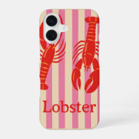 Lobster Pop Bold Crustaceans on Candy Stripes