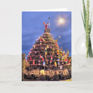 Lobster Pots Tree at Night Holiday Card