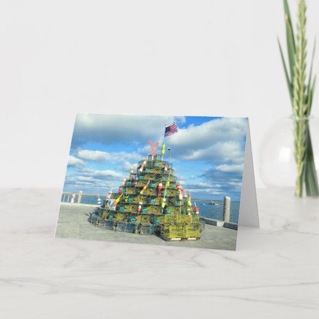 Lobster Pots Tree Plymouth MA Holiday Card (Front)