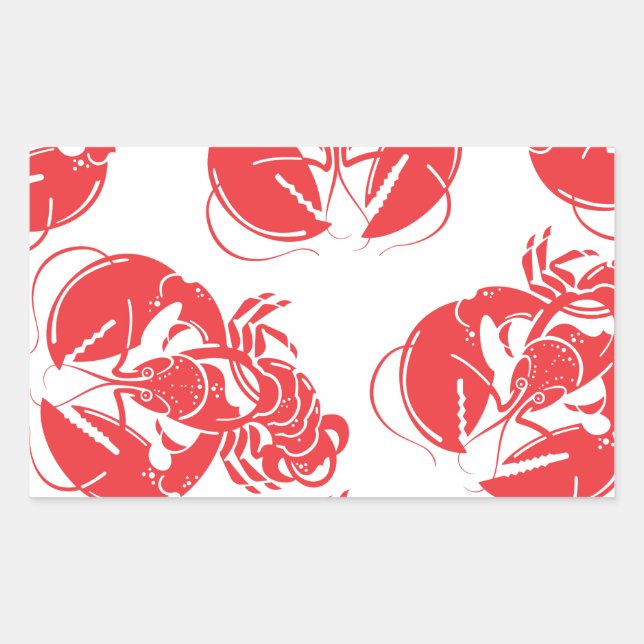 lobster print rectangular sticker (Front)