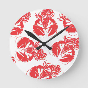 lobster print round clock