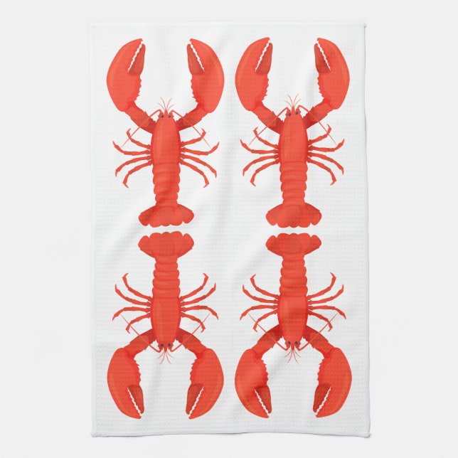 Lobster Quartet Kitchen Towel (Vertical)