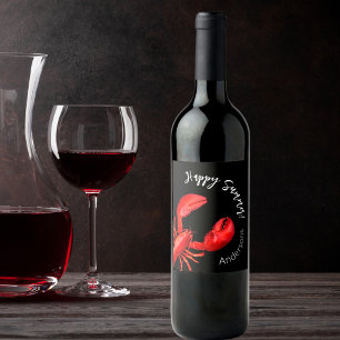 Lobster red black happy summer name wine label