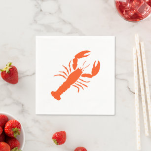 Lobster red orange white modern graphic cute fun napkin