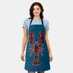 Lobster Red Plaid Buffalo Matching Pajama Family  Apron