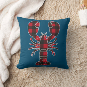 Lobster Red Plaid Buffalo Matching Pajama Family  Cushion