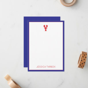 Lobster Red White Blue NAME Preppy Fun Card