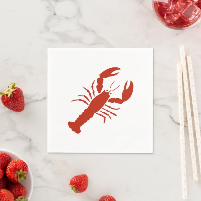 Lobster red white modern graphic cute fun party napkin (Insitu)