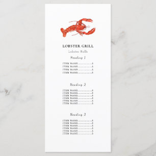 Lobster Restaurant   Food truck Menu Card