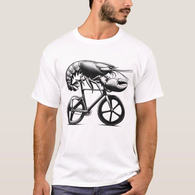 Lobster Riding Bike Biker Bicycle Lover Biking T-Shirt (Front)