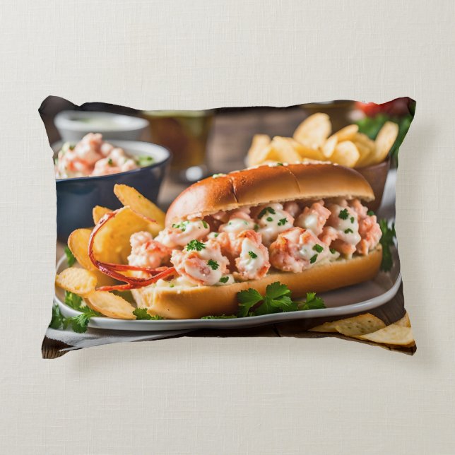 Lobster Roll And Potato Chips Decorative Cushion (Front)