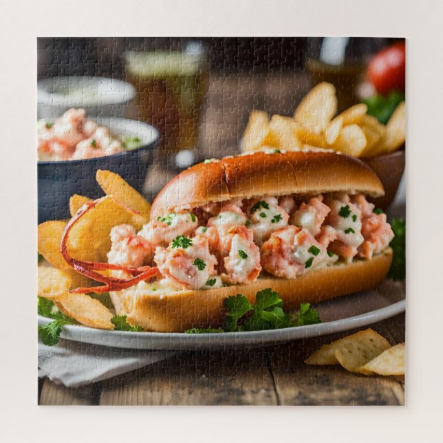 Lobster Roll And Potato Chips Jigsaw Puzzle (Vertical)