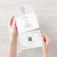 Lobster Rustic Beach Wedding Red & Blue QR RSVP