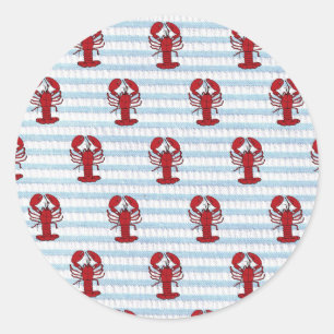 lobster seersucker classic round sticker