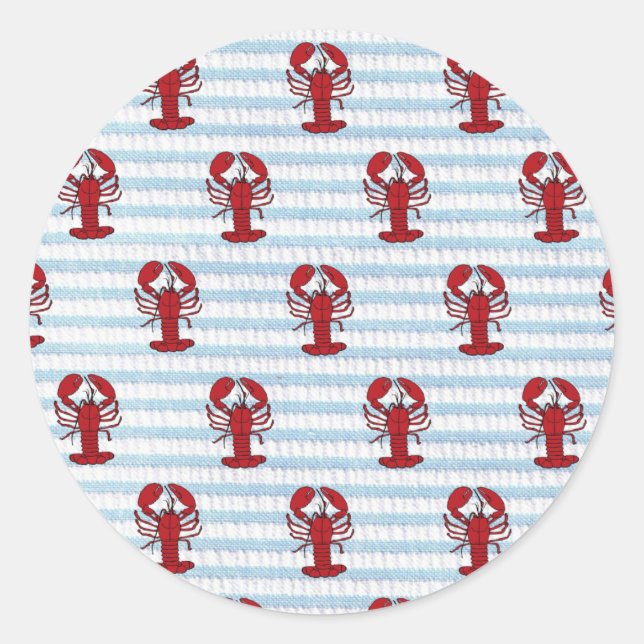 lobster seersucker classic round sticker (Front)