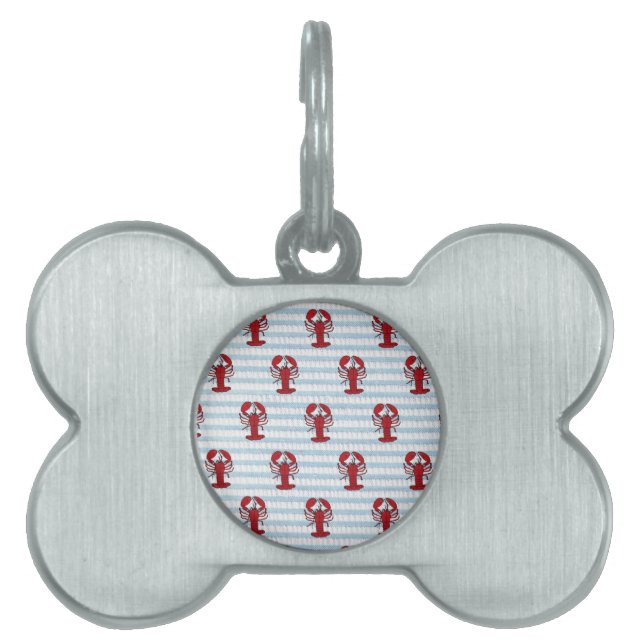 lobster seersucker pet name tag (Front)
