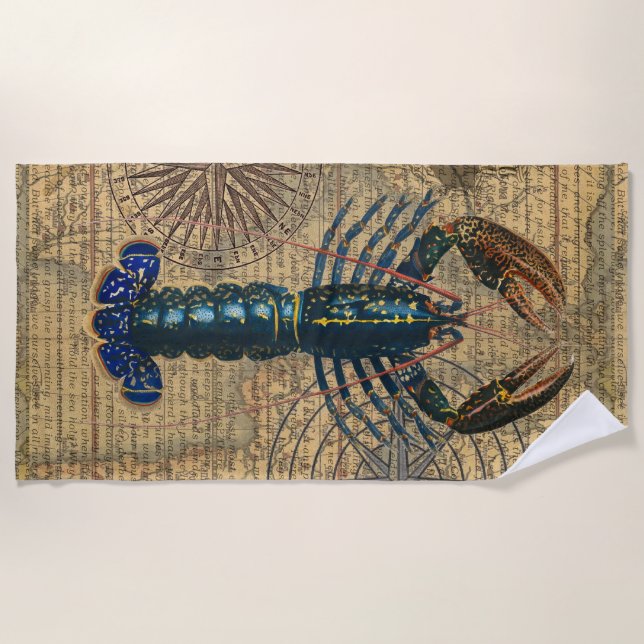 Lobster Shellfish Seafood Maine Classic Ocean Beach Towel (Front)