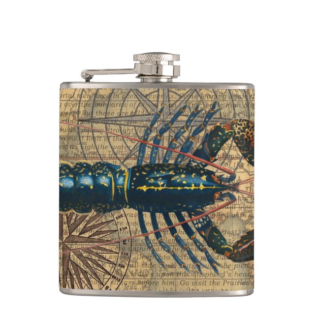 Lobster Shellfish Seafood Maine Classic Ocean Hip Flask (Front)