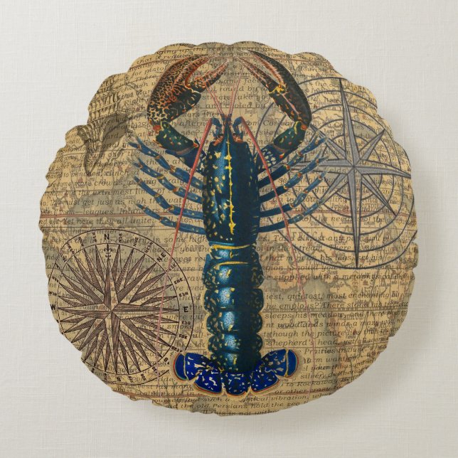 Lobster Shellfish Seafood Maine Classic Ocean Round Cushion (Front)