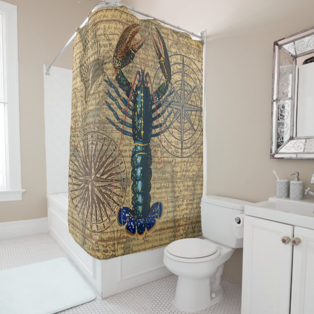 Lobster Shellfish Seafood Maine Classic Ocean Shower Curtain (In Situ)