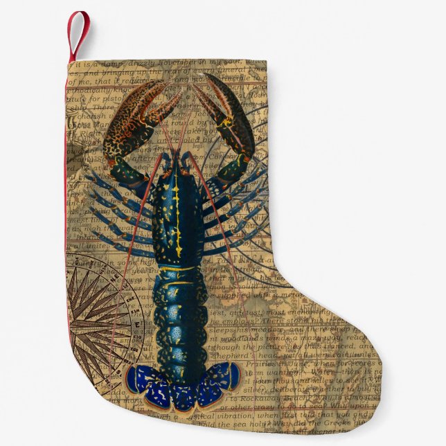 Lobster Shellfish Seafood Maine Classic Ocean Small Christmas Stocking (Front)
