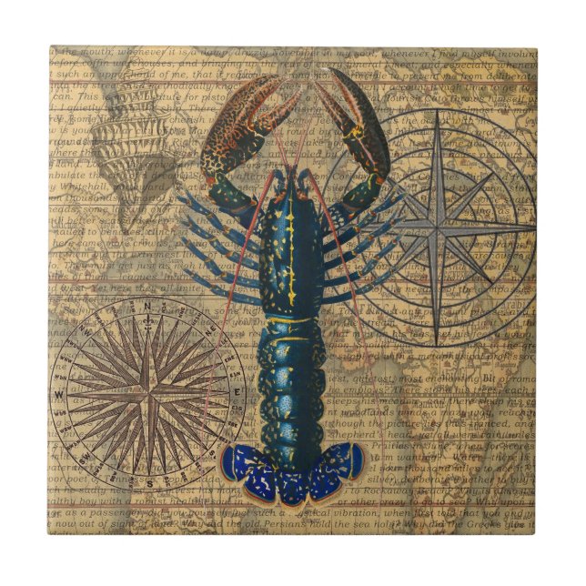 Lobster Shellfish Seafood Maine Classic Ocean Tile (Front)