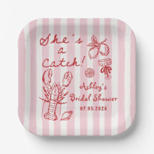 Lobster She's A Catch Bridal Shower Paper Plates