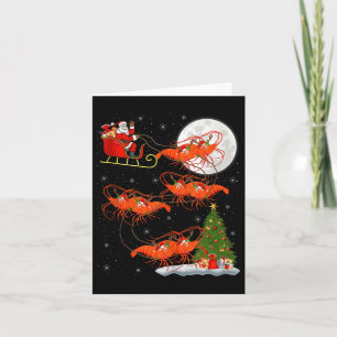 Lobster Shrimp Santa Sleigh Flying Funny Magical C Card
