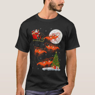 Lobster Shrimp Santa Sleigh Flying Funny Magical C T-Shirt