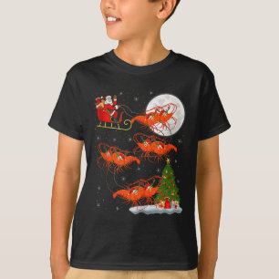 Lobster Shrimp Santa Sleigh Flying Funny Magical C T-Shirt