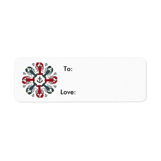 Lobster Snowflake Anchor N.S. Christmas gift tag Return Address Label
