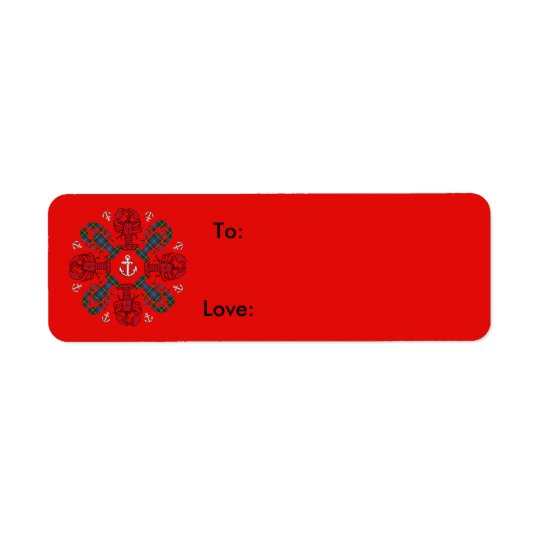 Lobster Snowflake Anchor N.S. Christmas red blue Return Address Label