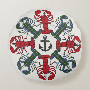 Lobster Snowflake Anchor Nova Scotia Tartan pillow