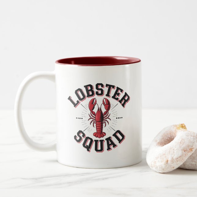 Lobster Squad Two-Tone Coffee Mug (With Donut)