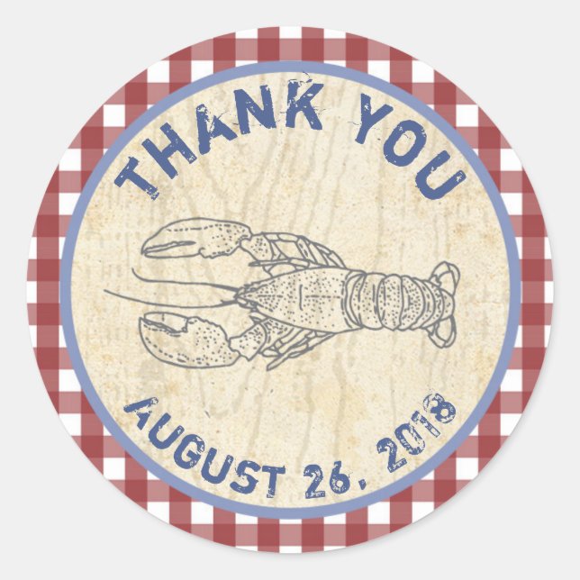 Lobster thank you favour stickers for Seafood Boil (Front)