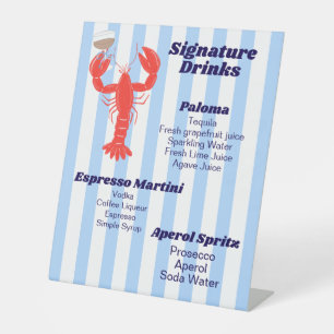 Lobster Theme Cocktail Pedestal Sign