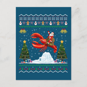 Lobster Ugly Xmas Gift Santa Riding Lobster Christ Postcard