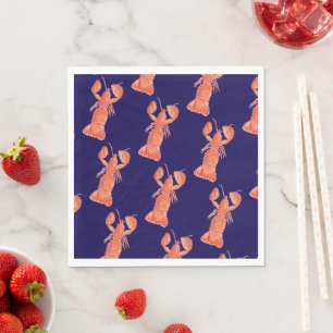 Lobster Watercolor Pattern Wedding Napkin