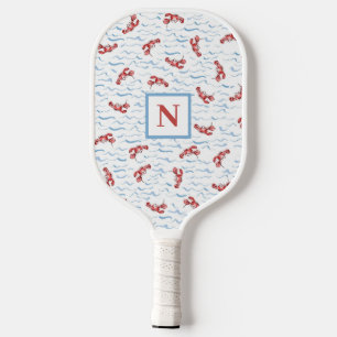 Lobster Wave Pattern Monogram  Pickleball Paddle