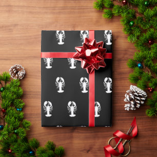 lobster white black background seaside ocean  wrapping paper
