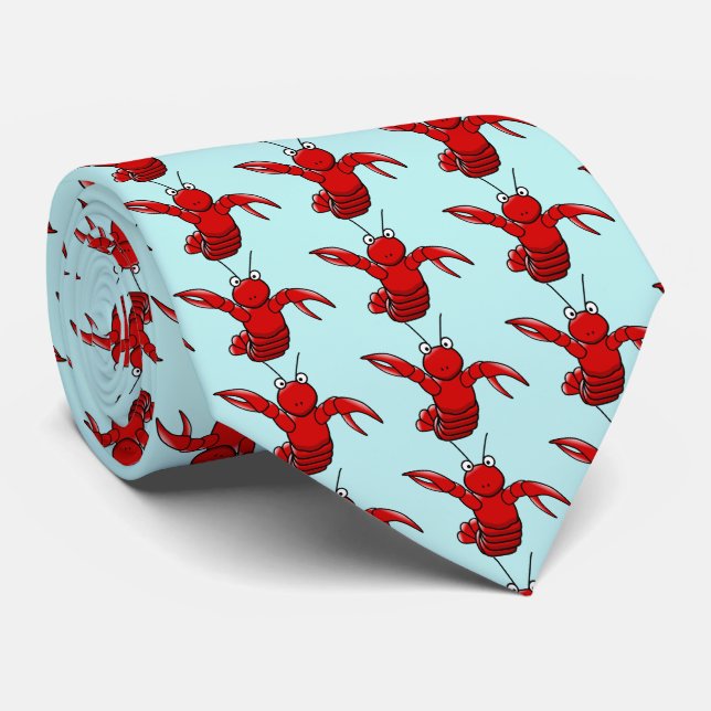 lobster with blue sea background. Small pattern Tie (Rolled)