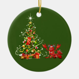 Lobster With Hat LIGHTS Christmas Ceramic Tree Decoration