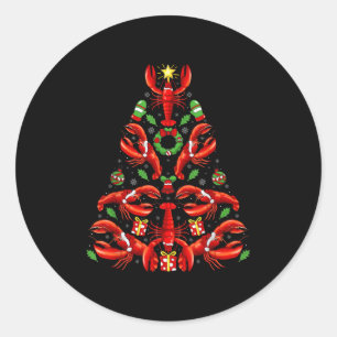 Lobster Xmas Decoration Santa Hat Lobster Christma Classic Round Sticker