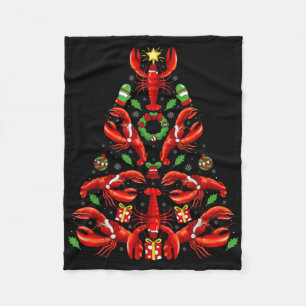 Lobster Xmas Decoration Santa Hat Lobster Christma Fleece Blanket
