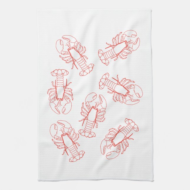 Lobsters Galore Tea Towel (Vertical)