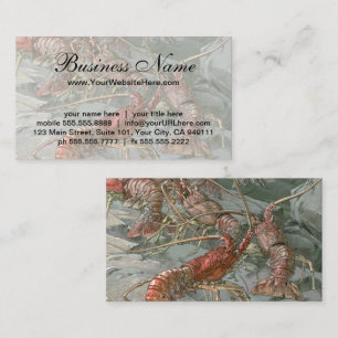 Lobsters in the Ocean, Vintage Art Nouveau Business Card