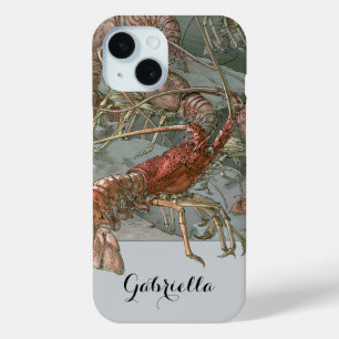 Lobsters in the Ocean, Vintage Art Nouveau iPhone 15 Case