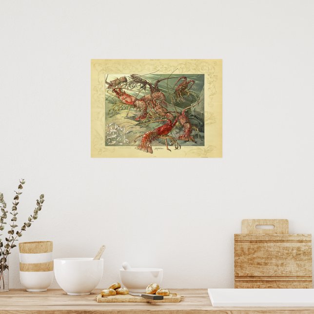 Lobsters Undersea Marine Ocean Life Poster (Kitchen)